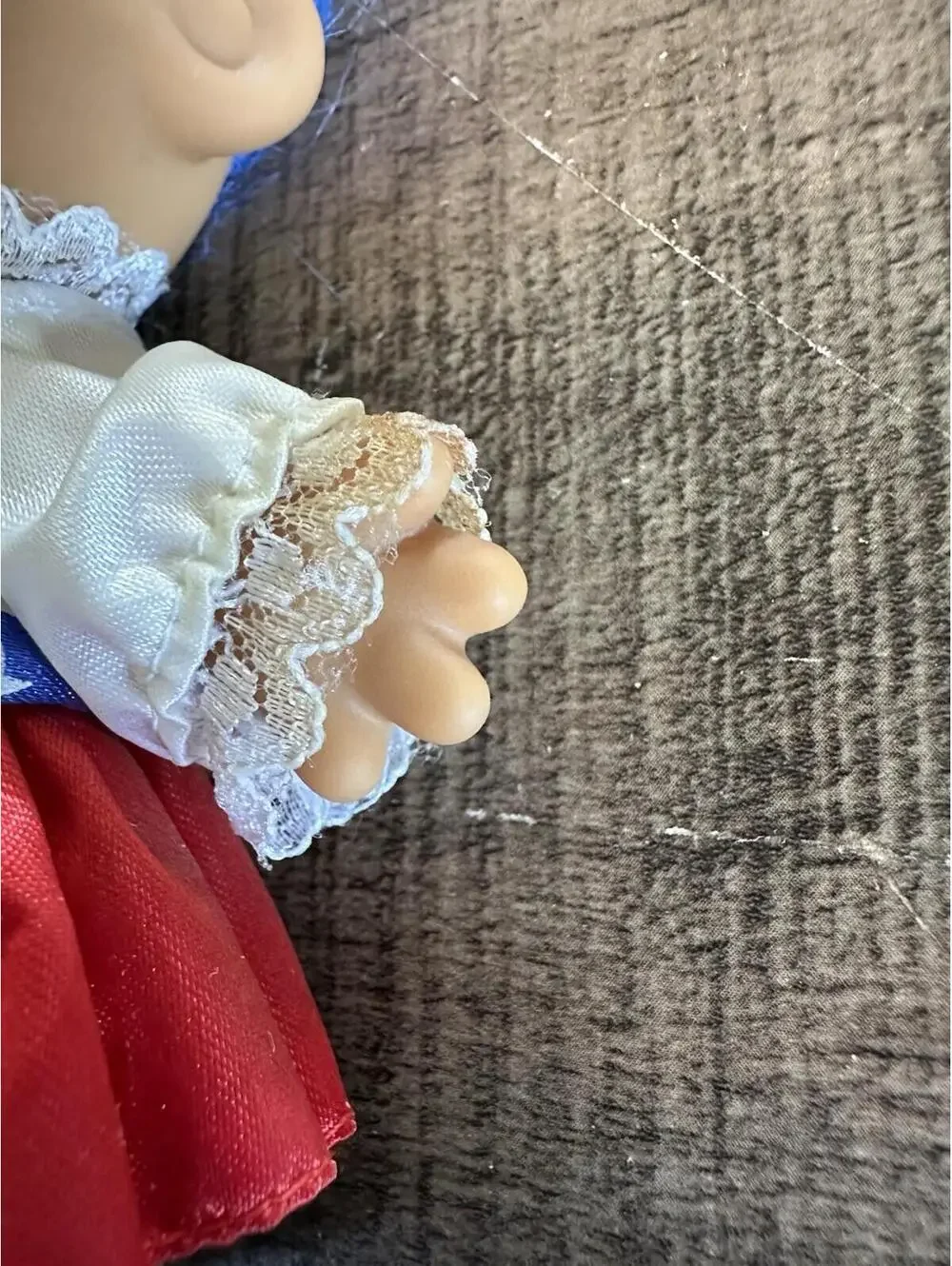 Vintage Russ Blue Hair Troll Doll in Patriotic Dress